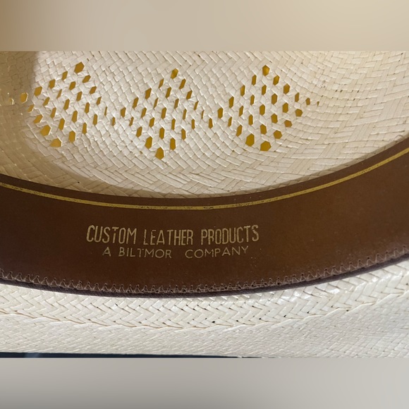 Biltmore Western Michigan Gold Feather Hat Band Straw Cowboy Hat Sz 7 1/4 (58) - Picture 7 of 12